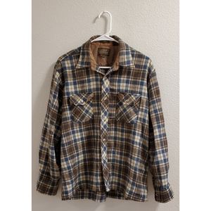 Vintage Wool Plaid Flannel High Sierra Buttoned Collared Shirt Size L
